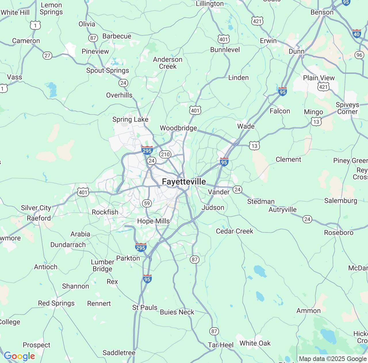 Map image for Intellectual Property Lawyers in Fayetteville and North Carolina IP firms at coordinates  ; .