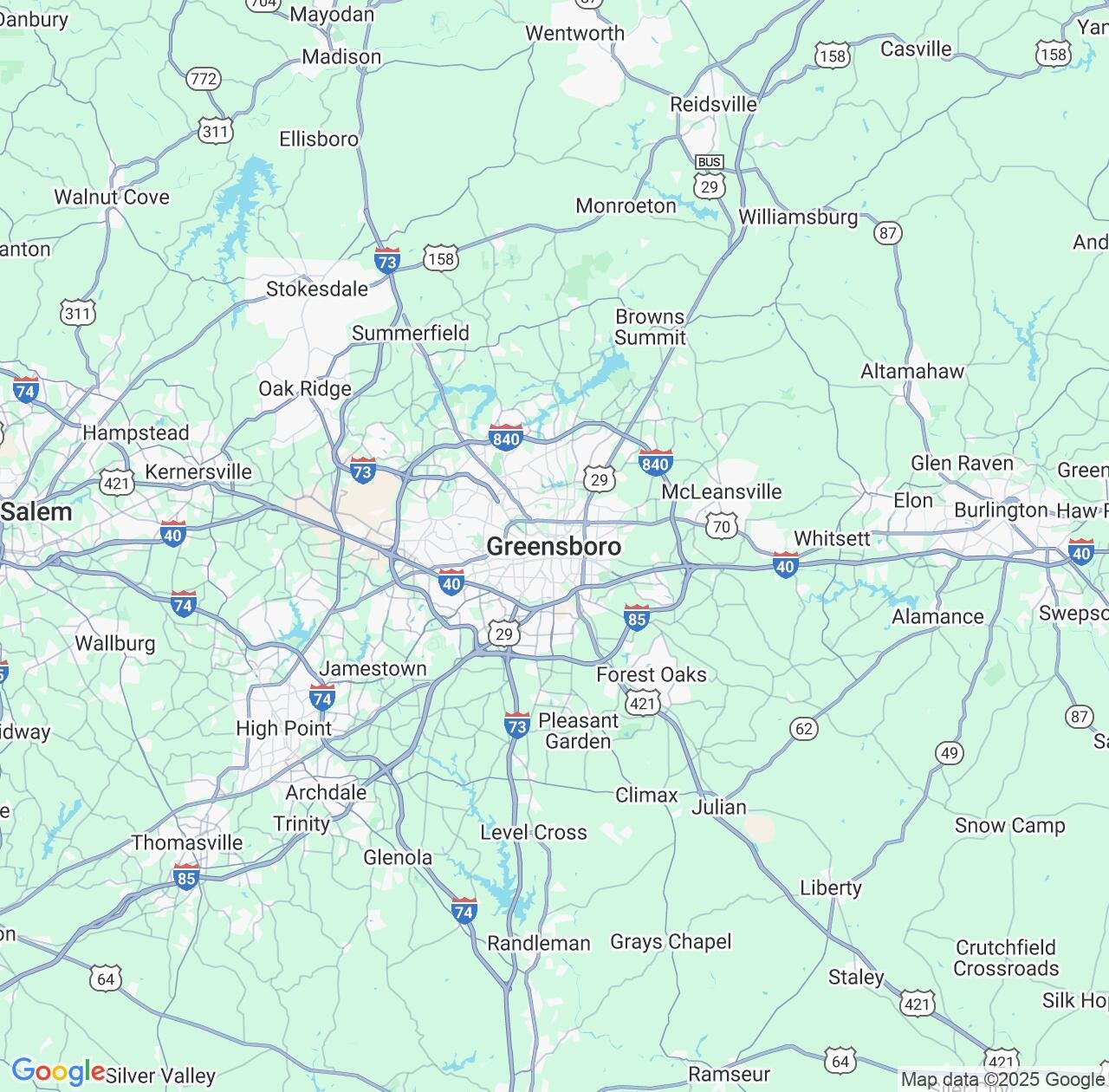 Map image for Intellectual Property Lawyers in Greensboro and North Carolina IP firms at coordinates  ; .