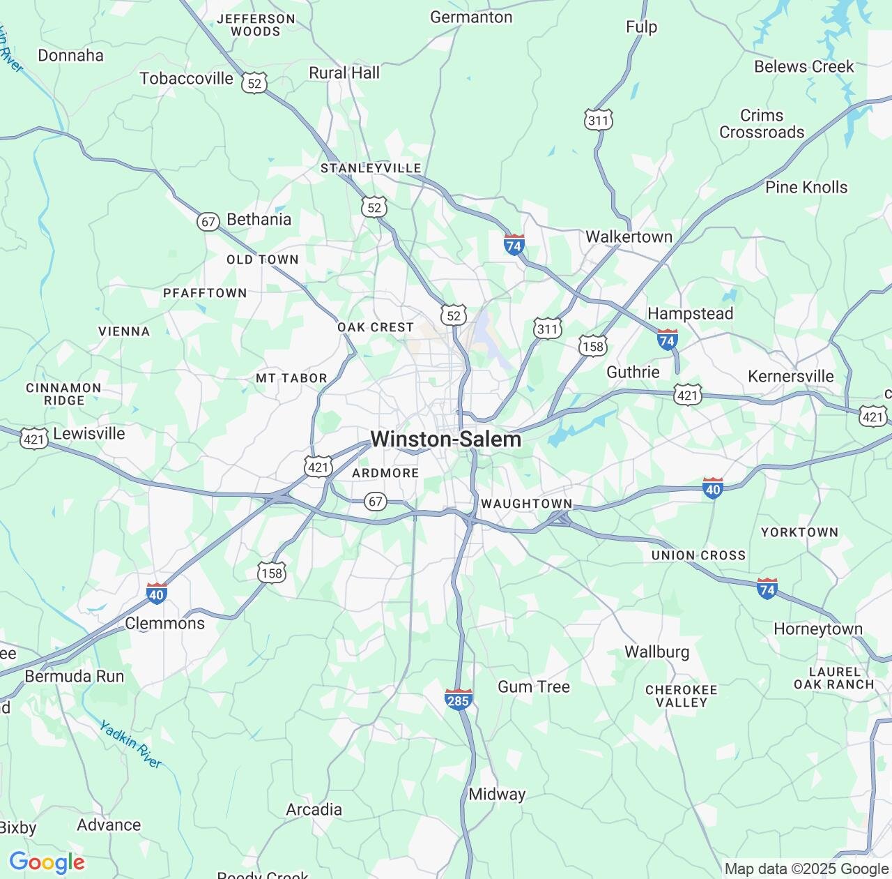 Map image for Intellectual Property Lawyers in Winston-Salem and North Carolina IP firms at coordinates  ; .