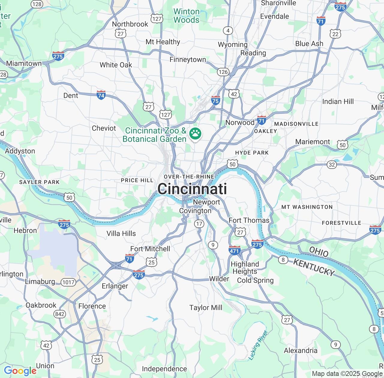 Map image for Intellectual Property Lawyers in Cincinnati and Ohio IP firms at coordinates  ; .