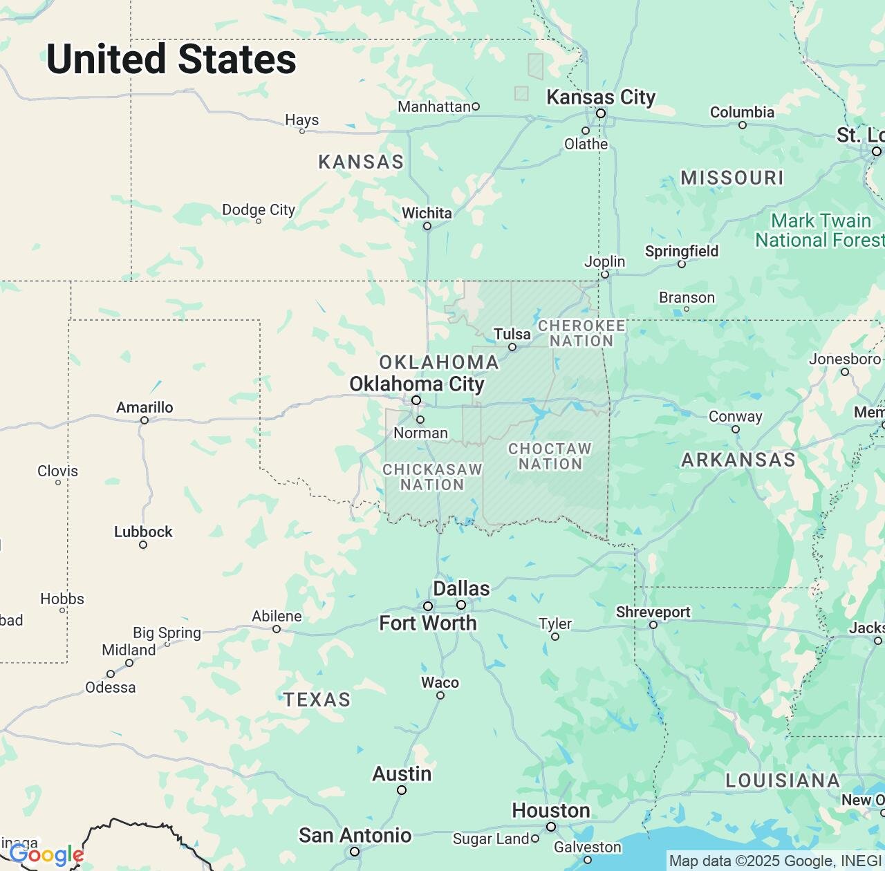 Map image for Intellectual Property Lawyers in Oklahoma and United States IP firms at coordinates  ; .