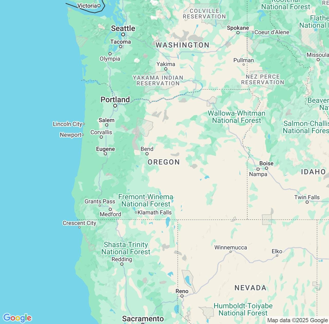 Map image for Intellectual Property Lawyers in Oregon and United States IP firms at coordinates  ; .