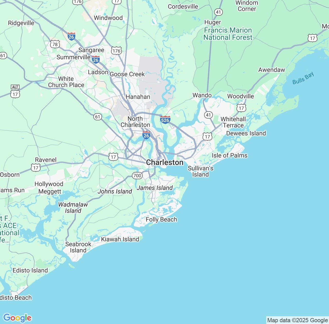 Map image for Intellectual Property Lawyers in Charleston and South Carolina IP firms at coordinates  ; .
