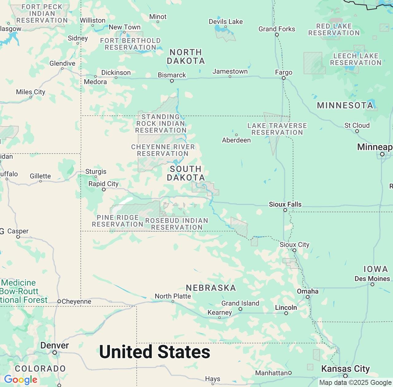 Map image for Intellectual Property Lawyers in South Dakota and United States IP firms at coordinates  ; .