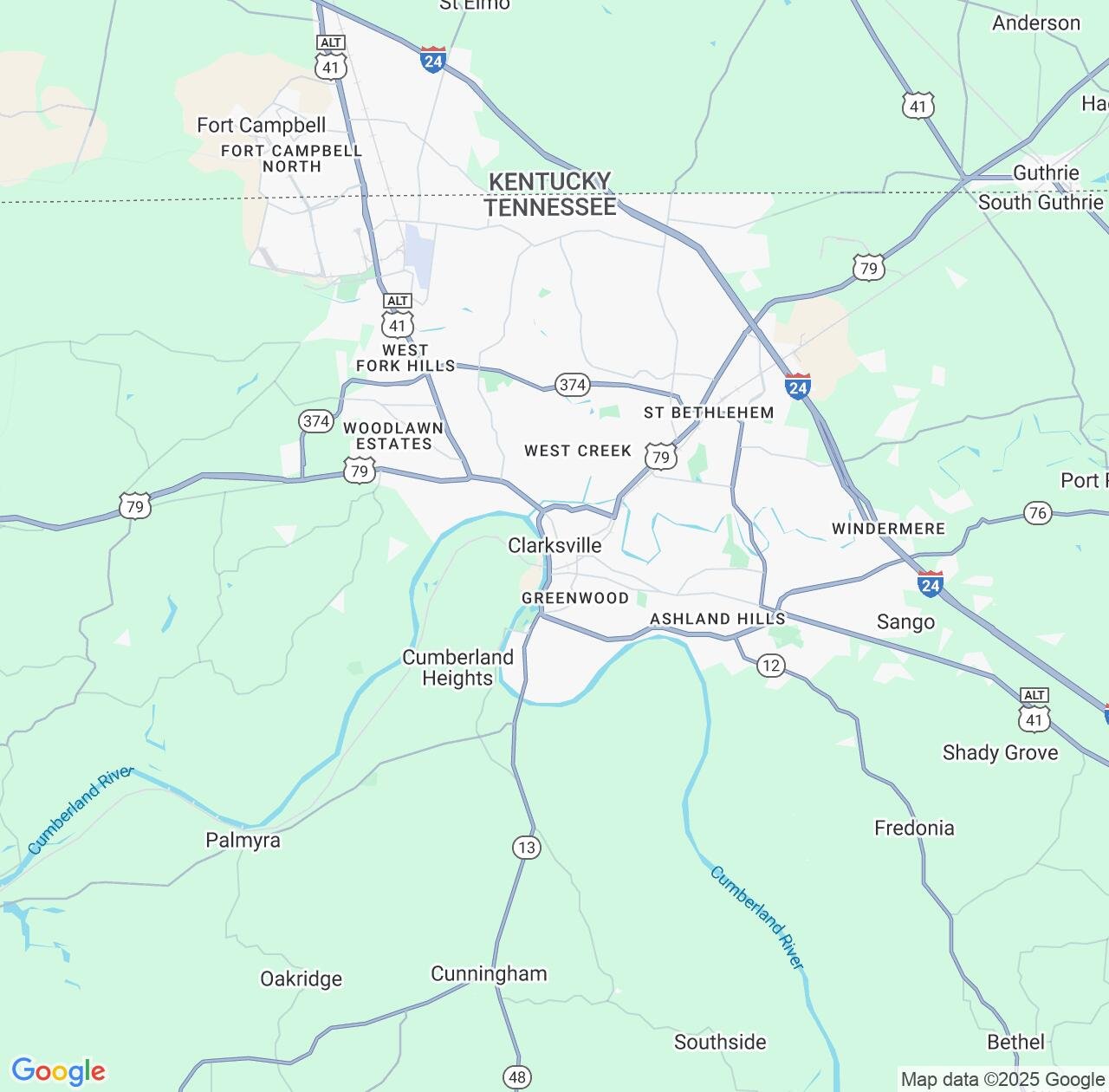 Map image for Intellectual Property Lawyers in Clarksville and Tennessee IP firms at coordinates  ; .