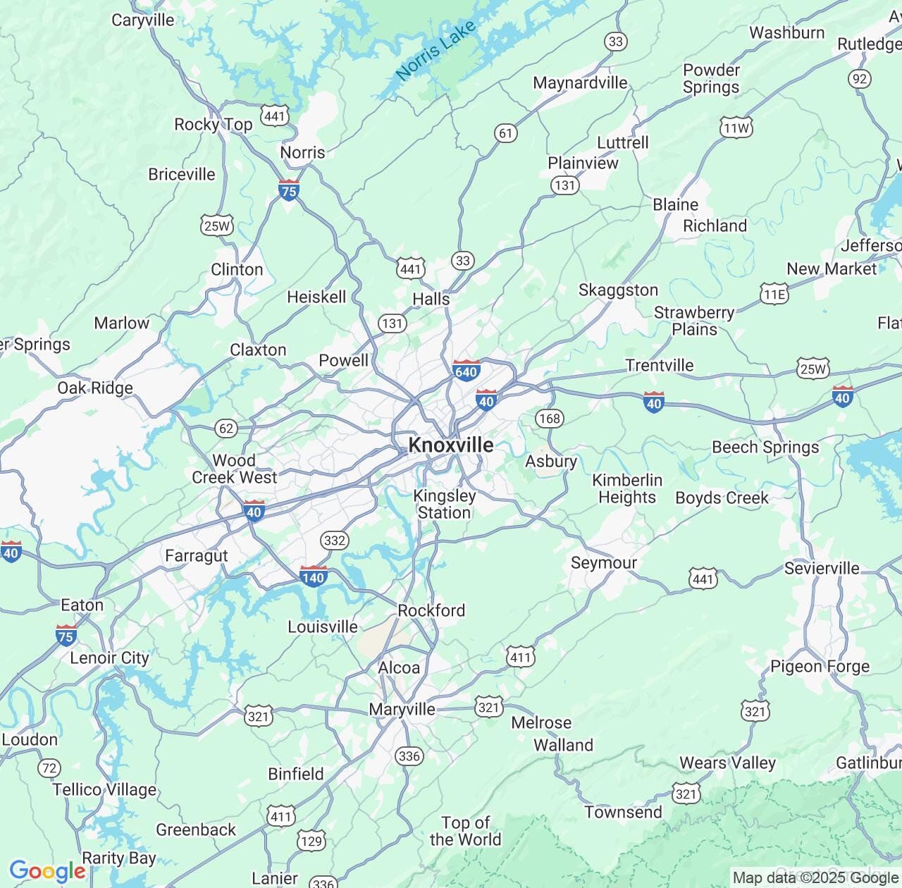 Map image for Intellectual Property Lawyers in Knoxville and Tennessee IP firms at coordinates  ; .