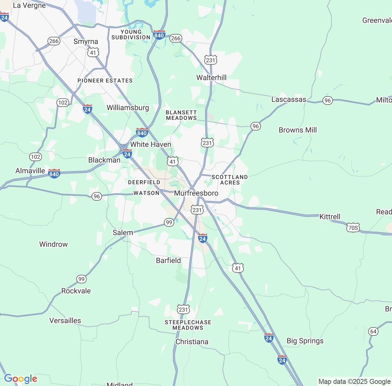 Map image for Intellectual Property Lawyers in Murfreesboro and Tennessee IP firms at coordinates  ; .