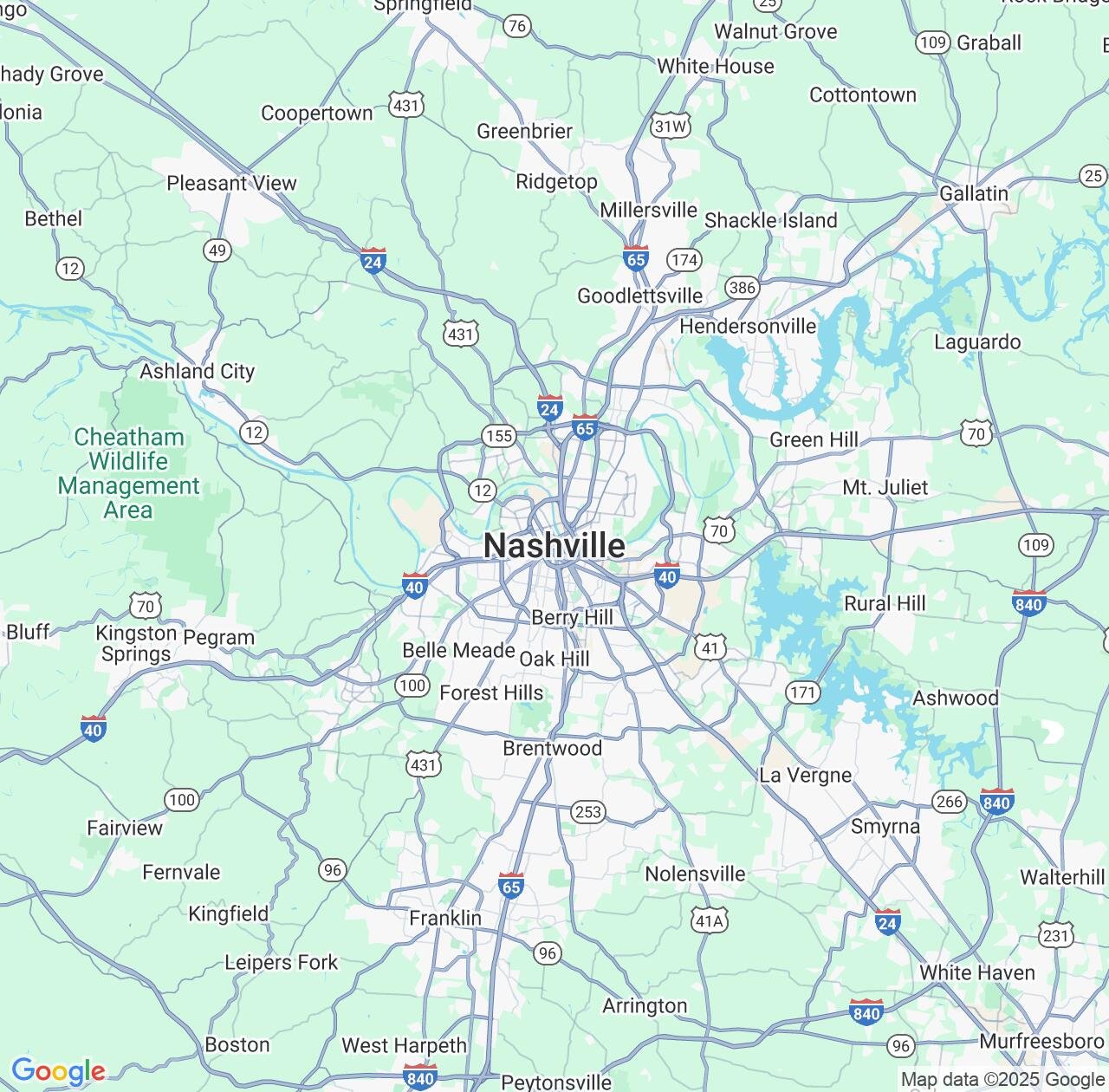 Map image for Intellectual Property Lawyers in Nashville and Tennessee IP firms at coordinates  ; .