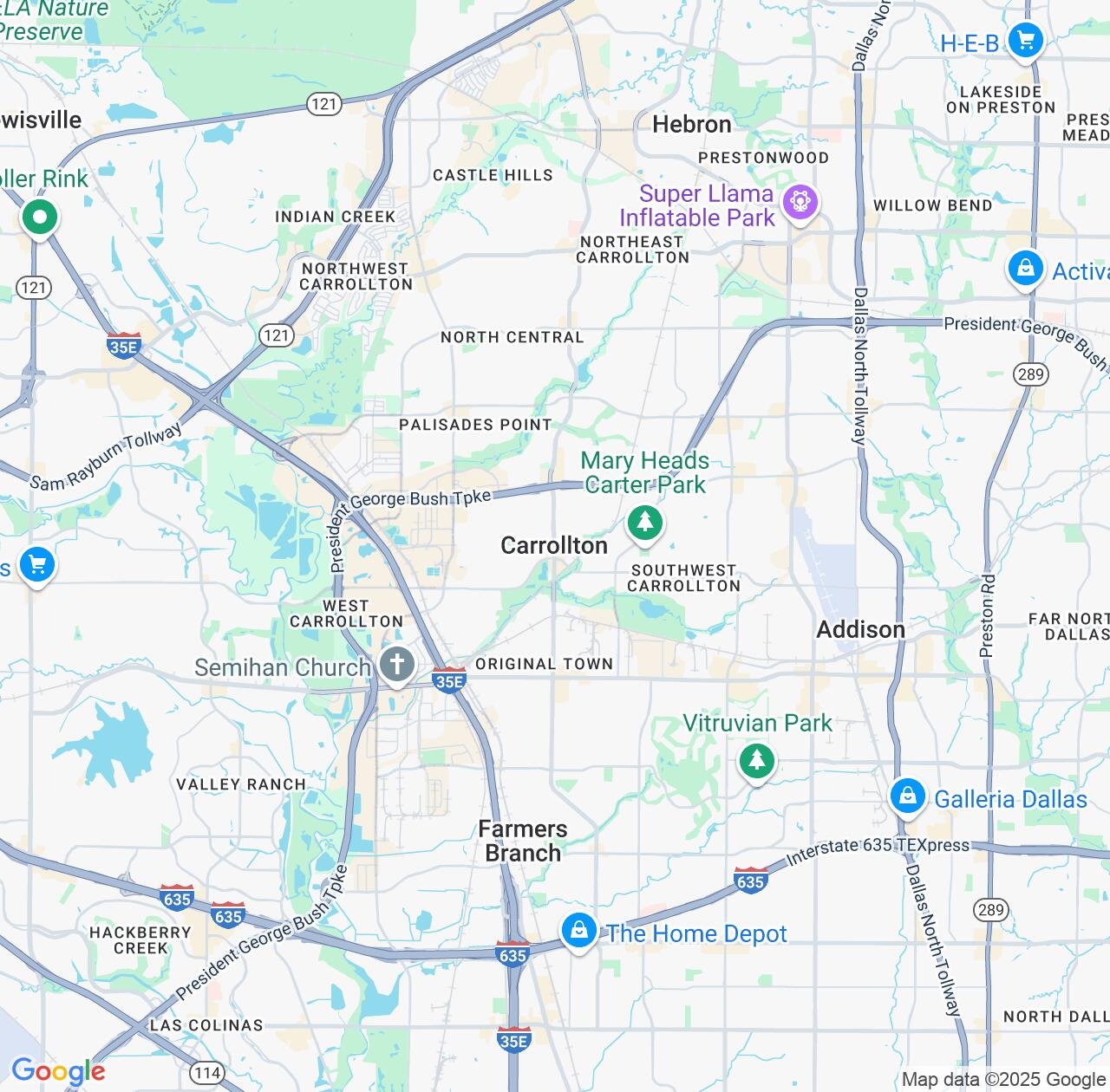 Map image for Intellectual Property Lawyers in Carrollton and Texas IP firms at coordinates  ; .