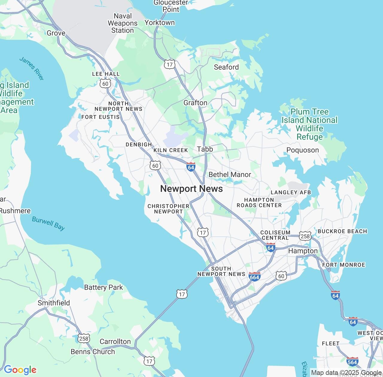 Map image for Intellectual Property Lawyers in Newport News and Virginia IP firms at coordinates  ; .