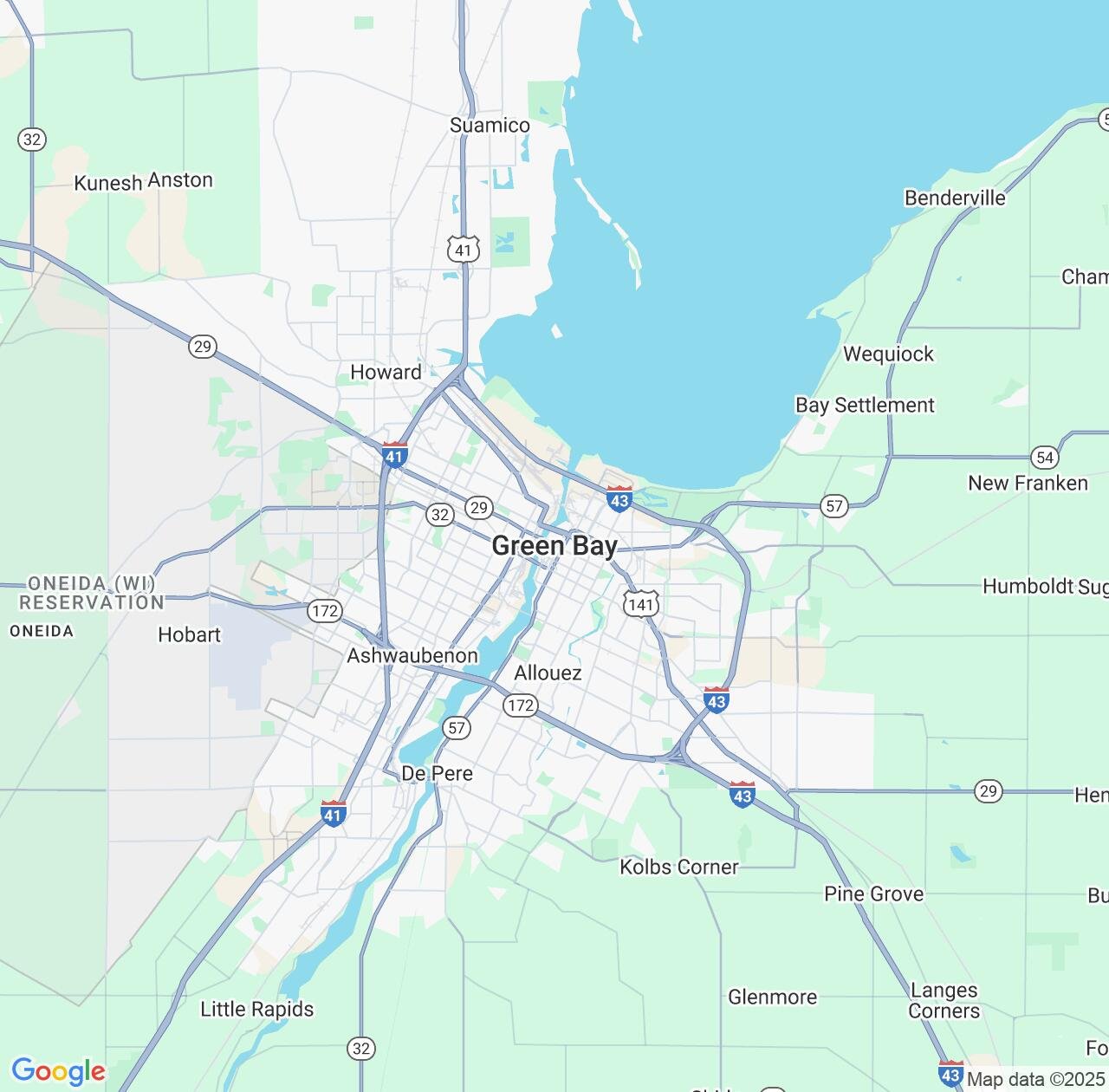 Map image for Intellectual Property Lawyers in Green Bay and Wisconsin IP firms at coordinates  ; .