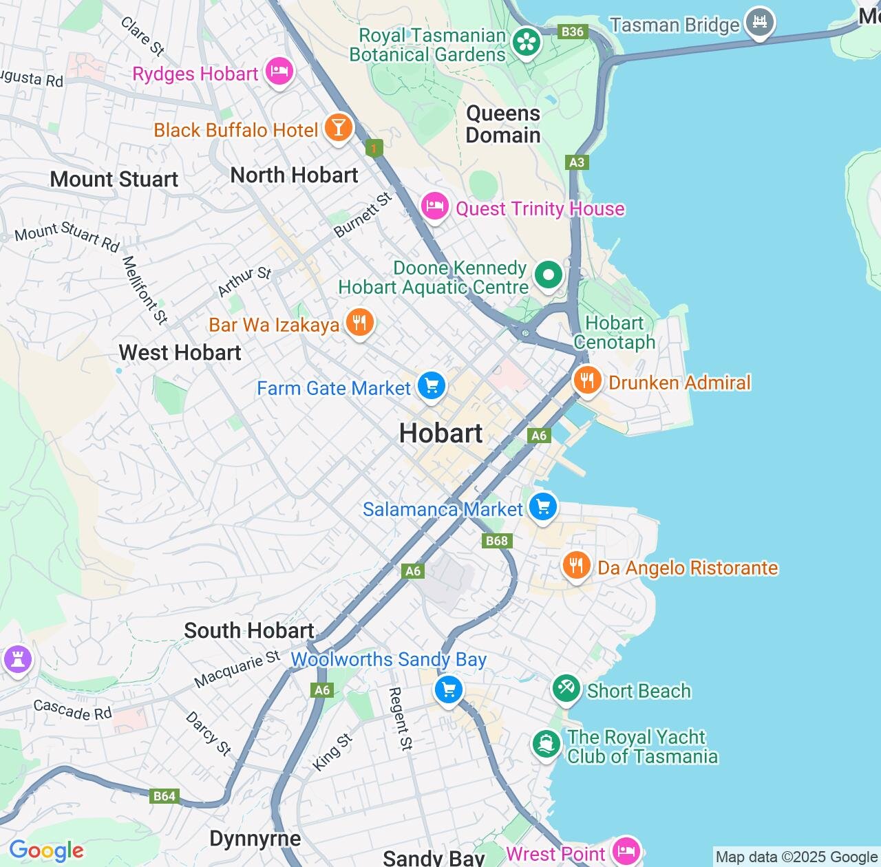 Map image for Intellectual Property Lawyers in Hobart and Tasmania IP firms at coordinates  ; .