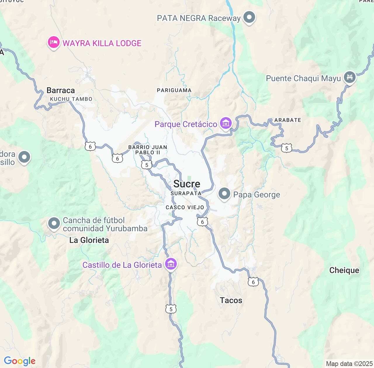 Map image for Intellectual Property Lawyers in Sucre and Chuquisaca Department IP firms at coordinates  ; .