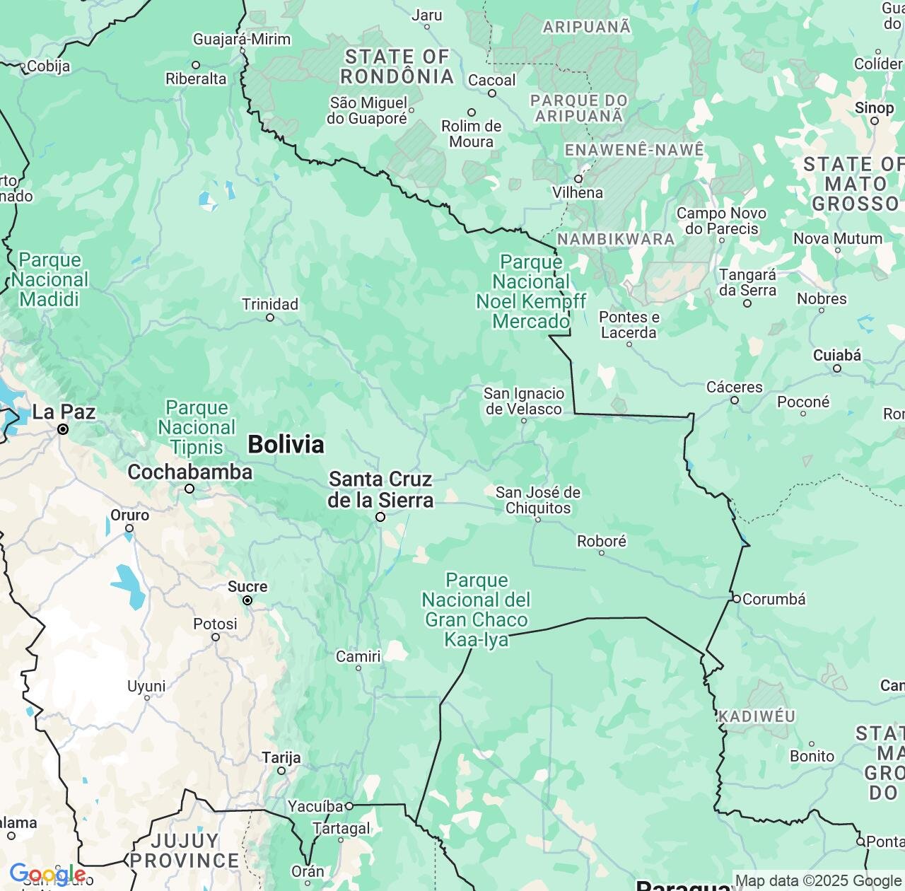 Map image for Intellectual Property Lawyers in Santa Cruz Department and Bolivia IP firms at coordinates  ; .
