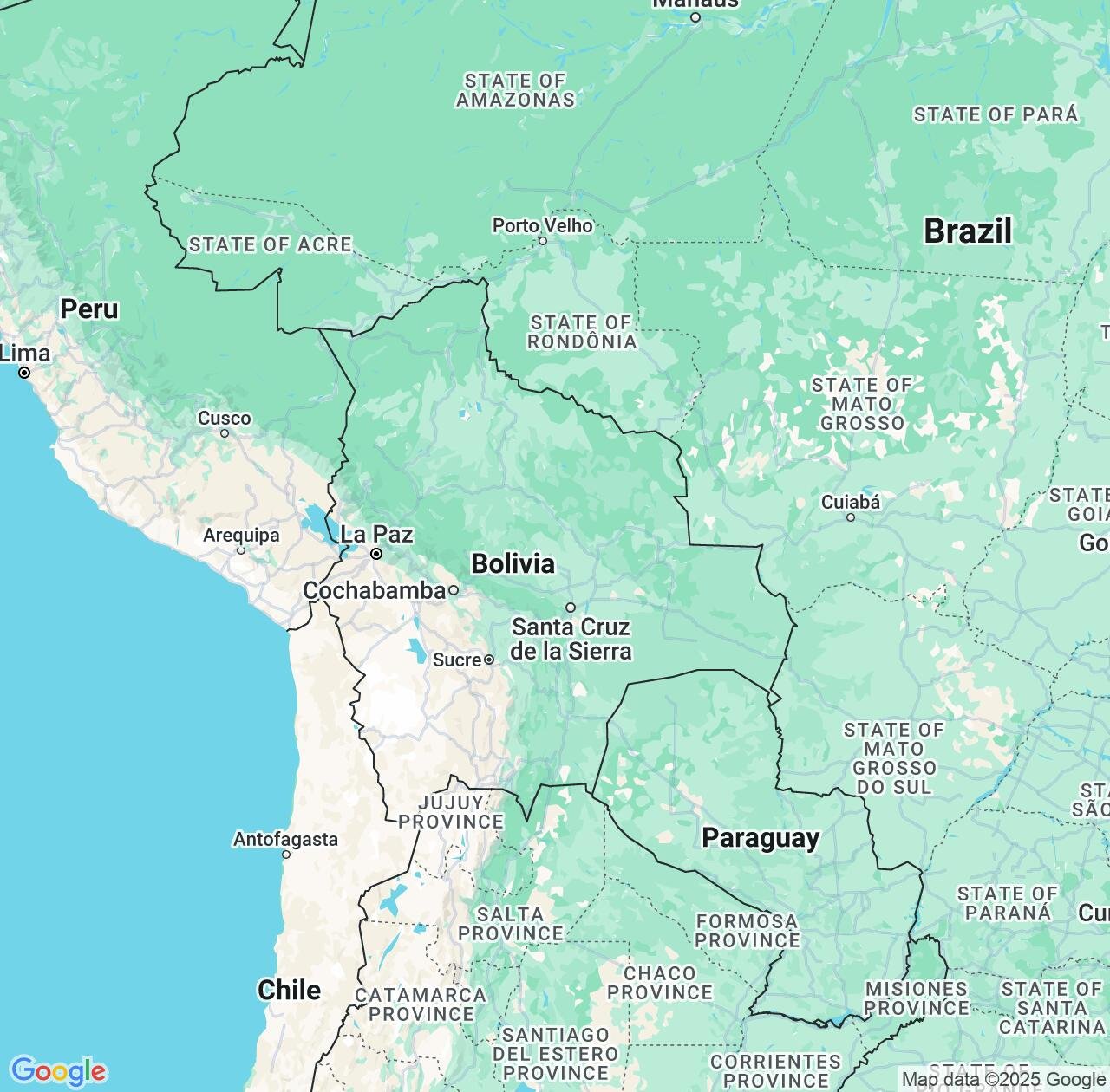 Map image for Intellectual Property Lawyers in Bolivia and South America IP firms at coordinates  ; .