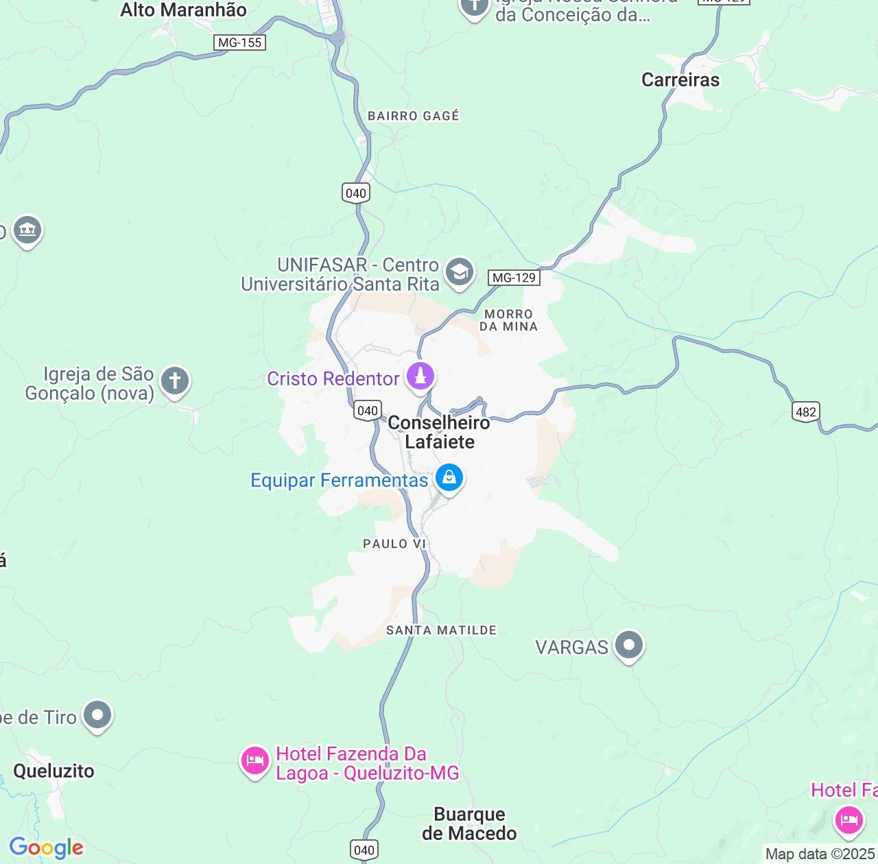 Map image for Intellectual Property Lawyers in Conselheiro Lafaiete and Minas Gerais IP firms at coordinates  ; .
