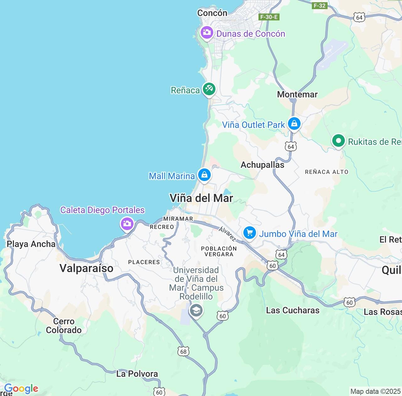 Map image for Intellectual Property Lawyers in Vina del Mar and Valparaiso IP firms at coordinates  ; .