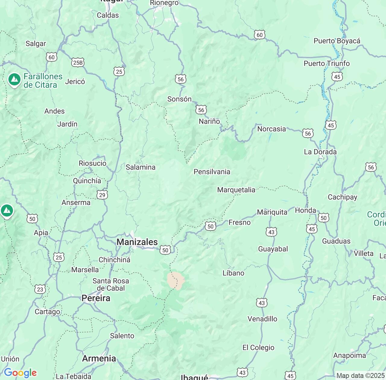 Map image for Intellectual Property Lawyers in Caldas Department and Colombia IP firms at coordinates  ; .