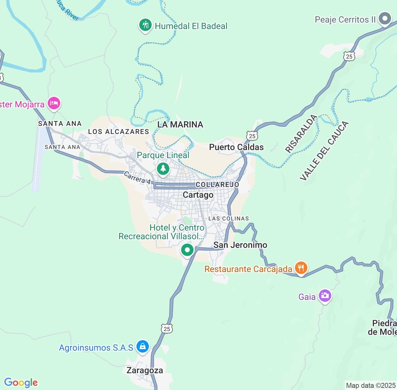 Map image for Intellectual Property Lawyers in Cartago and Valle del Cauca Department IP firms at coordinates  ; .