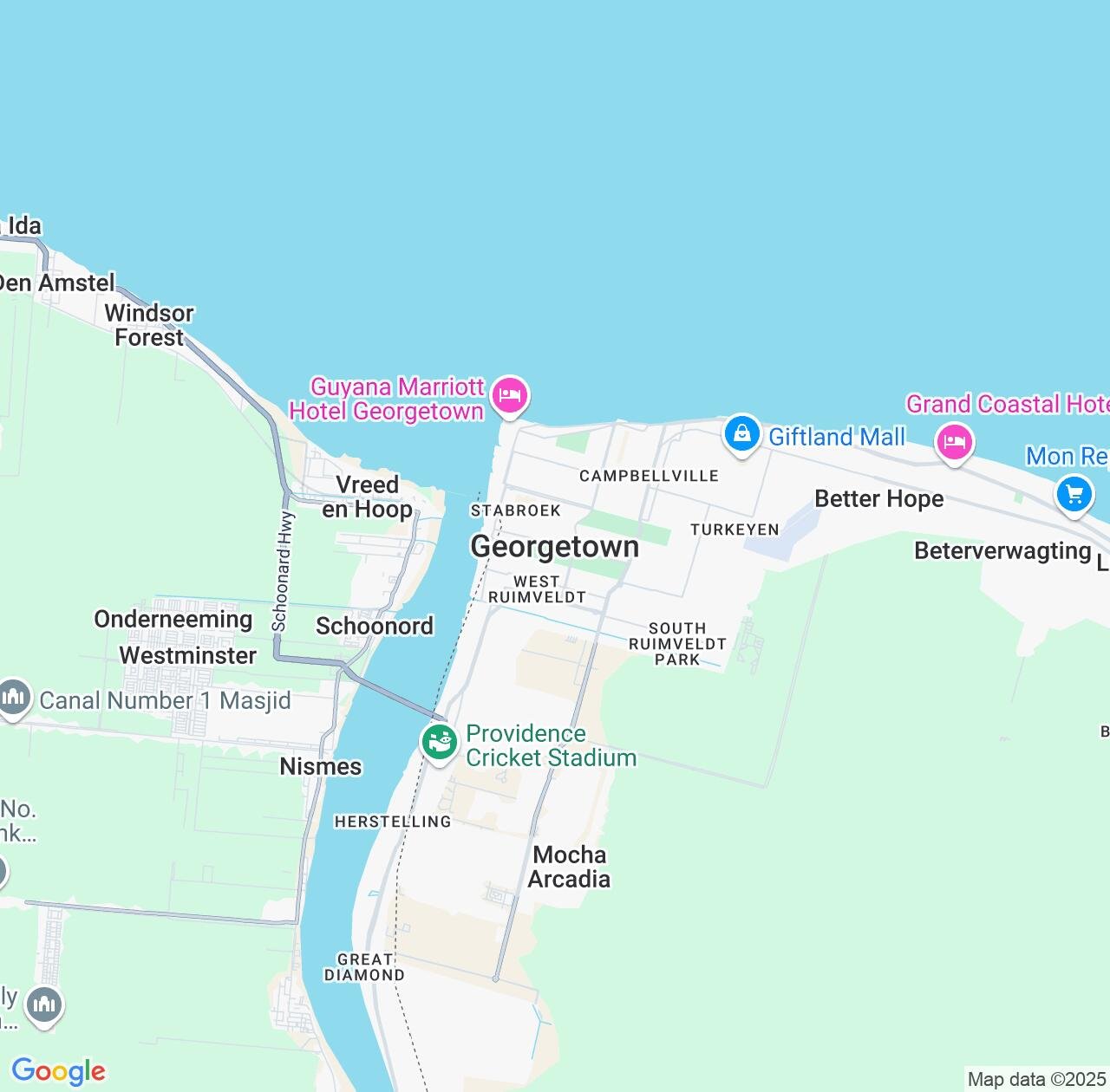 Map image for Intellectual Property Lawyers in Georgetown and Demerara-Mahaica IP firms at coordinates  ; .
