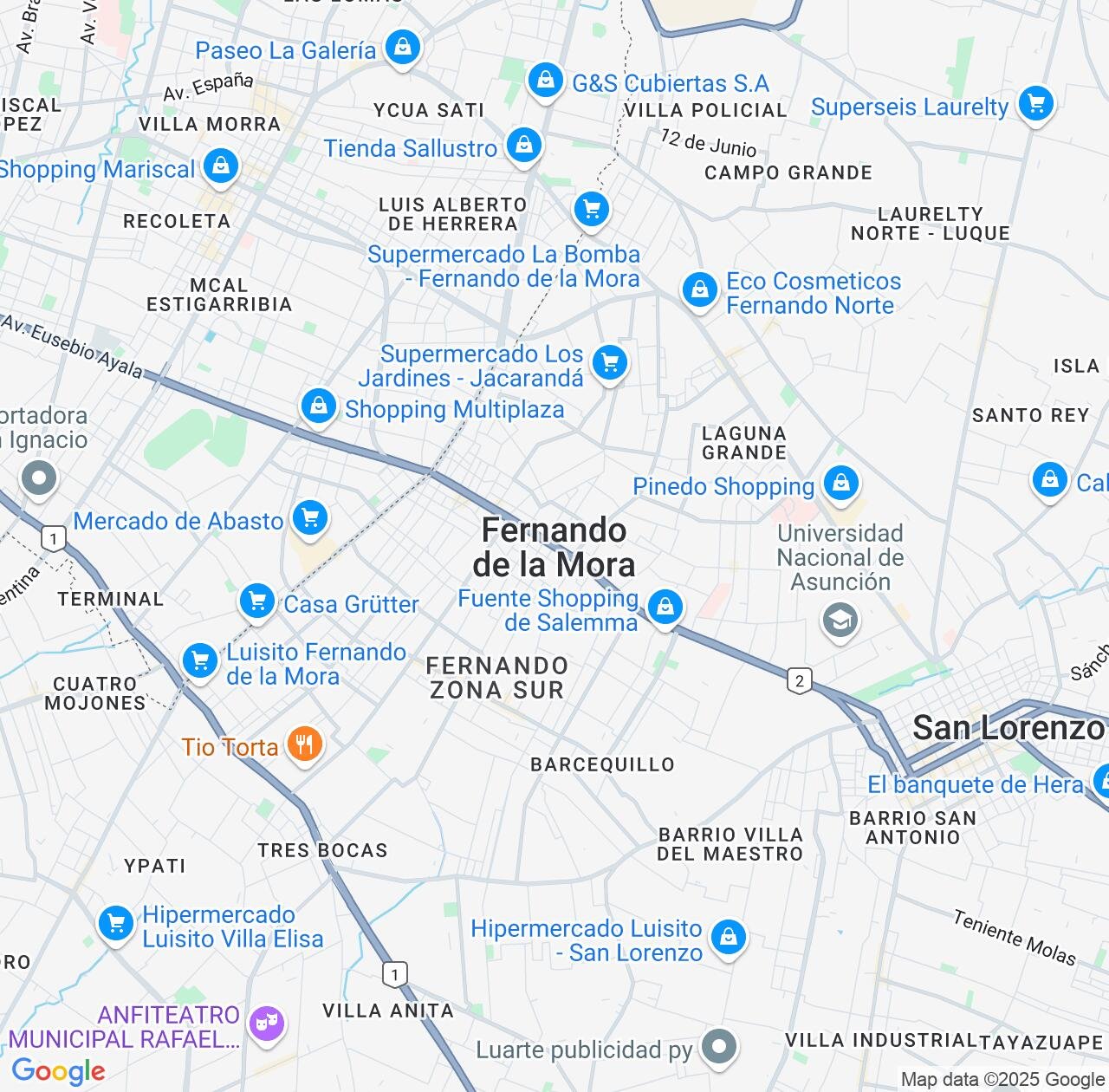 Map image for Intellectual Property Lawyers in Fernando de la Mora and Central Department IP firms at coordinates  ; .